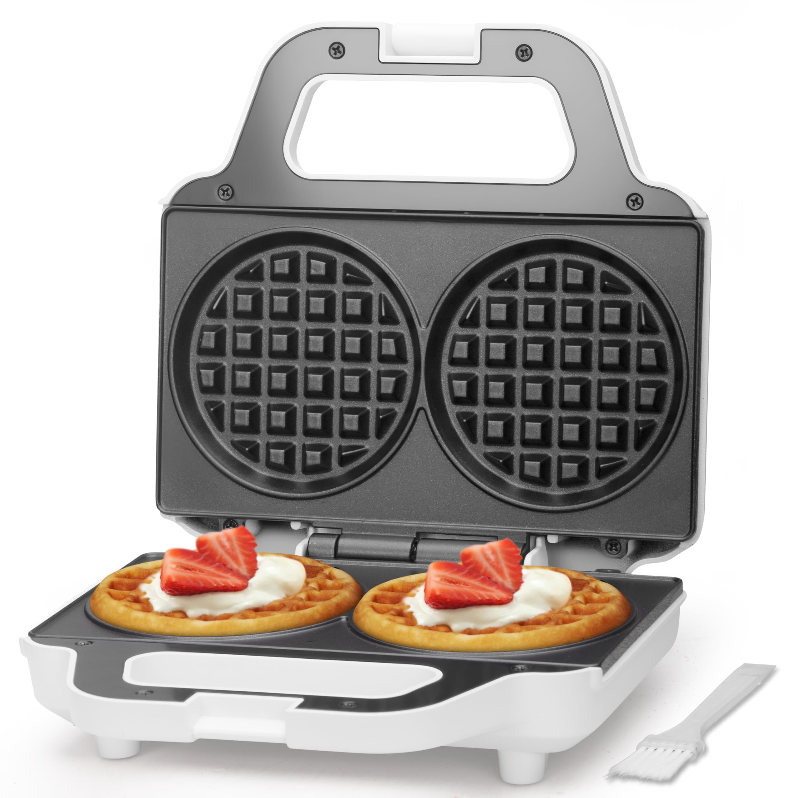 SugarWhisk 4 Inch Double Mini Waffle Maker Machine, Chaffle Maker, Waflera Electrica, Small Waffle Iron for Waffles, Keto Chaffles, Hash Browns, Cookies, Non-stick Plates