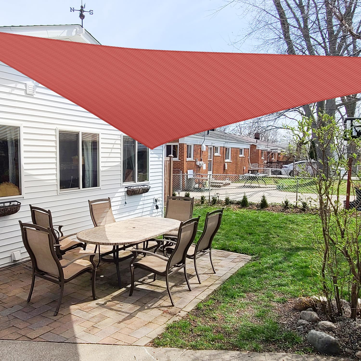 8' x 8' x 8' Sun Shade Sail Triangle Outdoor Canopy Cover UV Block for Backyard Porch Pergola Deck Garden Patio (Red)
