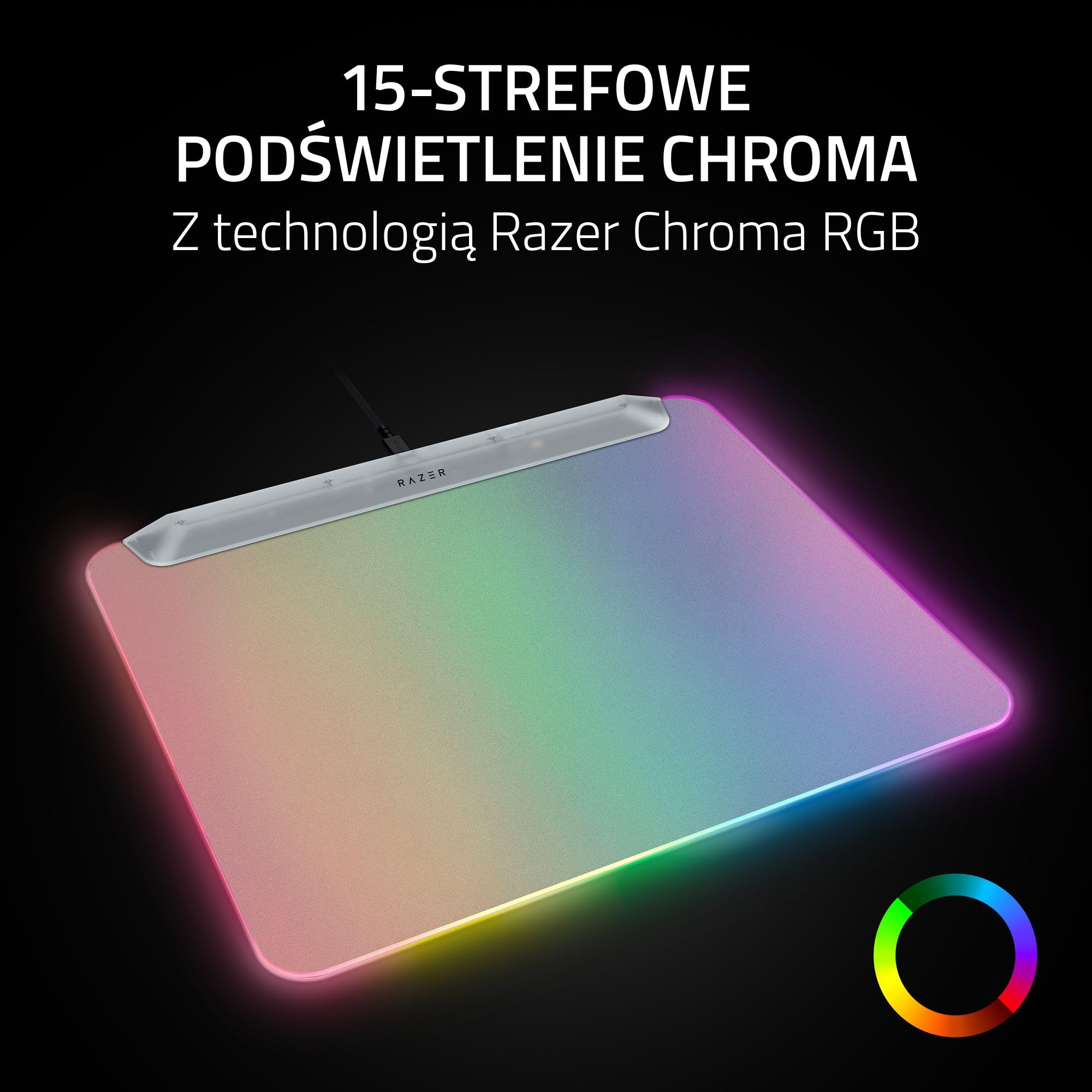 Razer Firefly V2 Pro Phantom White - W pełni podświetlana podkładka pod mysz do gier RGB - Powierzchnia z mikrostrukturą - Antypoślizgowa podstawa - Hub USB - 360x278 mm | Edycja Phantom White