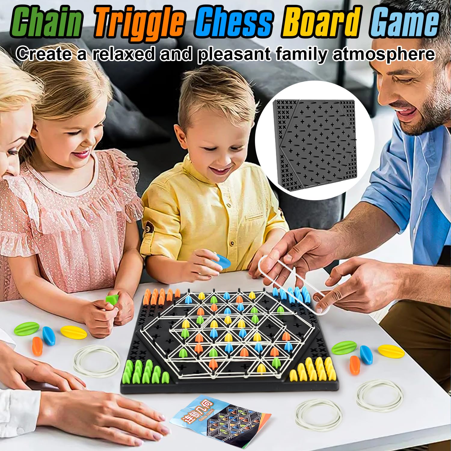 Chain Triangle Game, 2 Player Triangle Games, Triggle Rubber Chess Board Games for 2 Players, Triggle Board Game with Rubber Band - Image 2