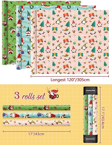 Vista 128 de WERNNSAI Rollos de papel de regalo de dinosaurios, 3 rollos de papel de regalo de dinosaurio rosa de 17 x 120 pulgadas, para bebés, niñas, Pink