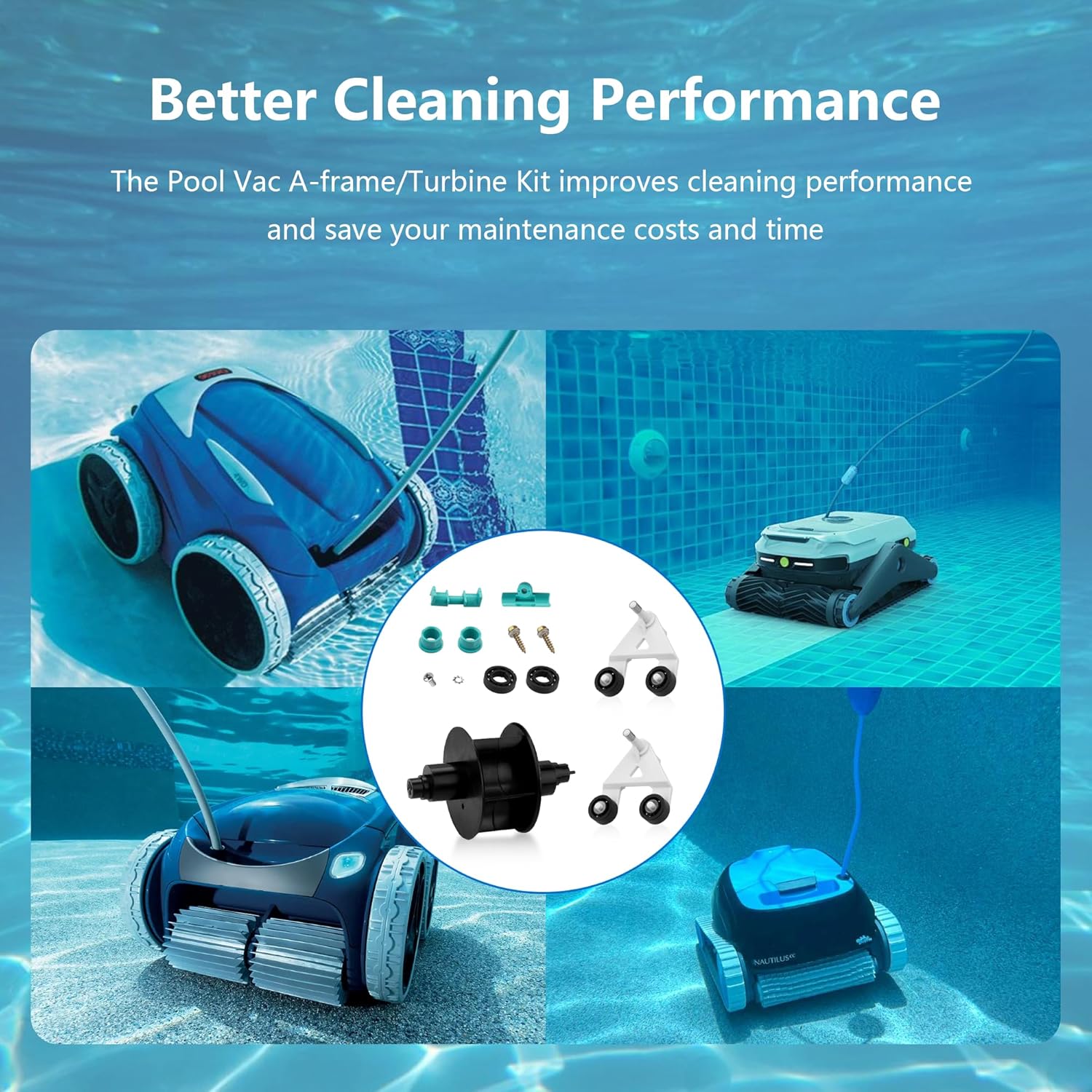 AXV621DAT Universal Pool Vac A-Frame/Turbine Kit for Hayward Navigator (All), Pool Vac (All), Ultra, Aquadroid, Aqua Bug, Diver Dave and Wanda The Whale, for Hayward Pool Vacuum Parts