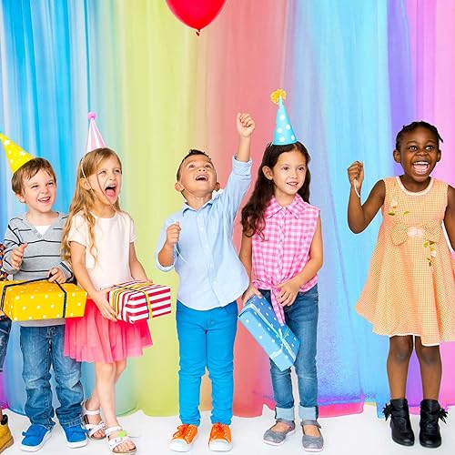 Miniatura 6 de Handepo 12 paneles de cortinas traslúcidas con diseño de arco iris, cortinas brillantes para ventana de habitación de niños, cortinas de gasa para