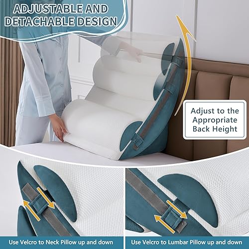 Miniatura 4 de Juego de 9 almohadas de cuña para recuperación después de la cirugía, almohada de cuello de espuma viscoelástica ajustable, almohada de espuma para