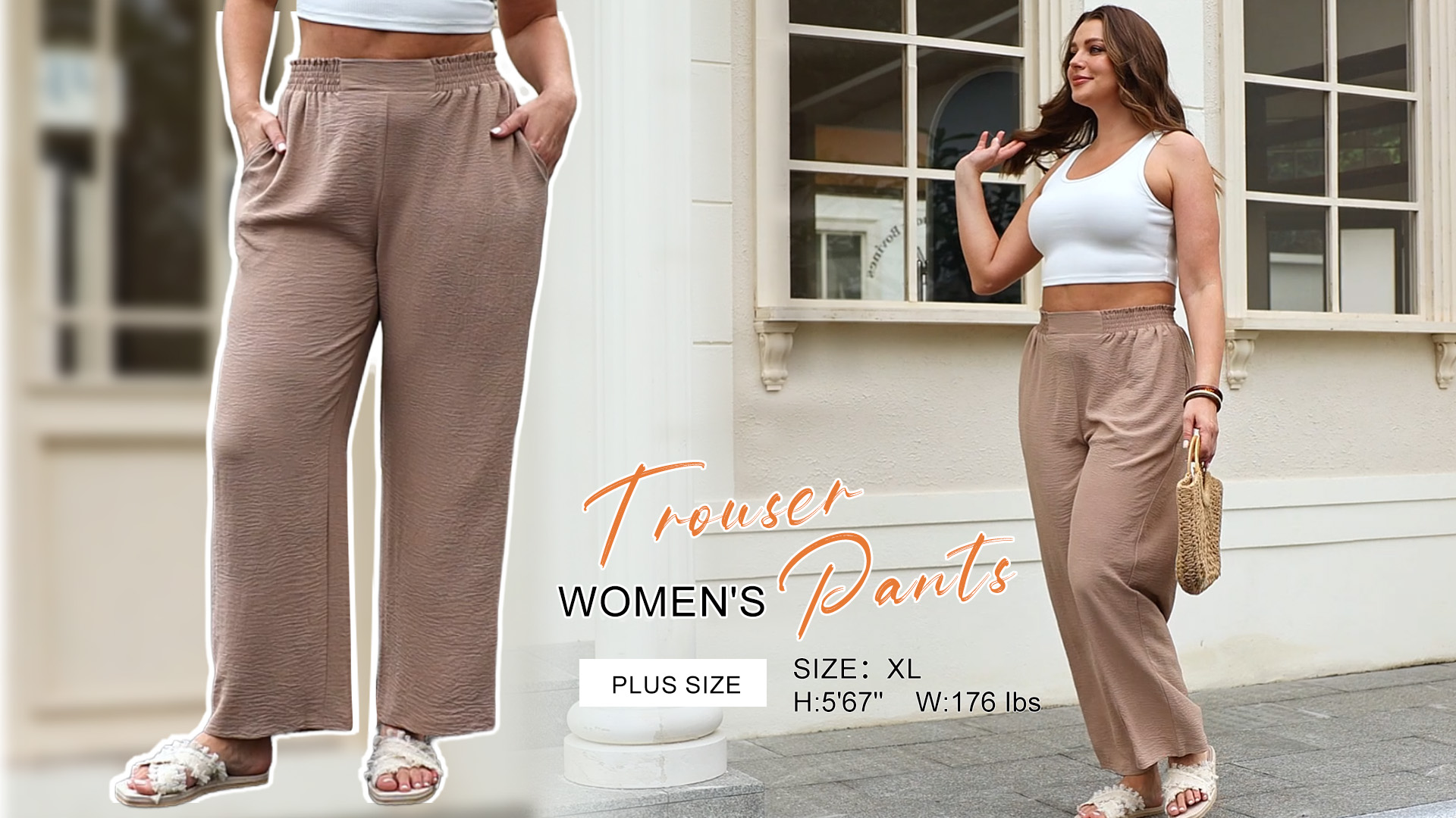 Sampeel Pantalones De Lino para Mujer 2026 Palazzo Wide Leg Petite
