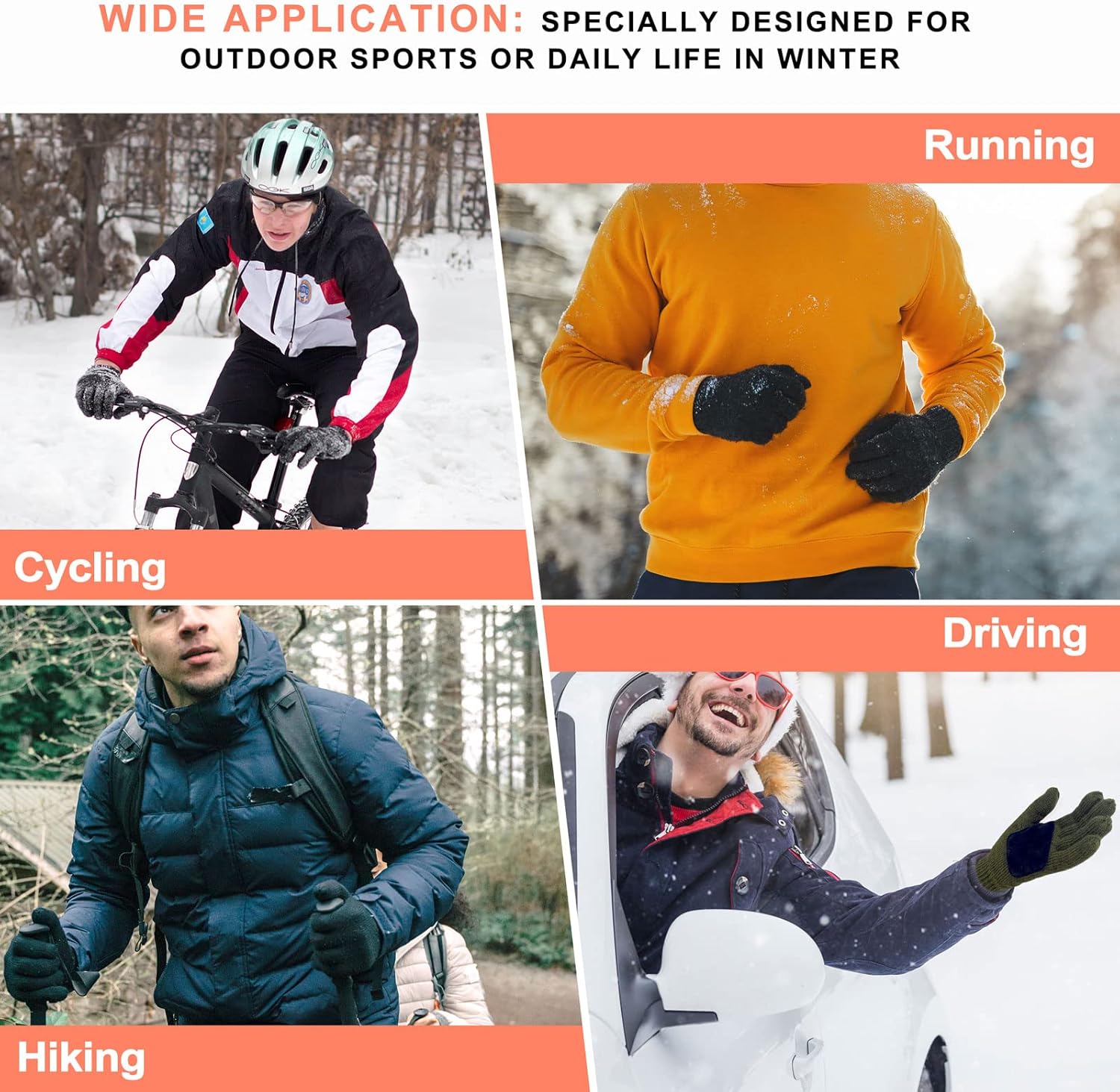 MIG4U Mens Warm Winter Wool Gloves Knit, Thermal Insulated Fleece Lined Glove with Leather Palm - Image 5