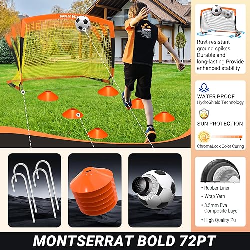 Miniatura 5 de Dimples Excel Red de fútbol para niños para patio trasero, 7 x 5 pies, 5 x 3.6 pies, 4 x 3 pies, 3 x 2.2 pies