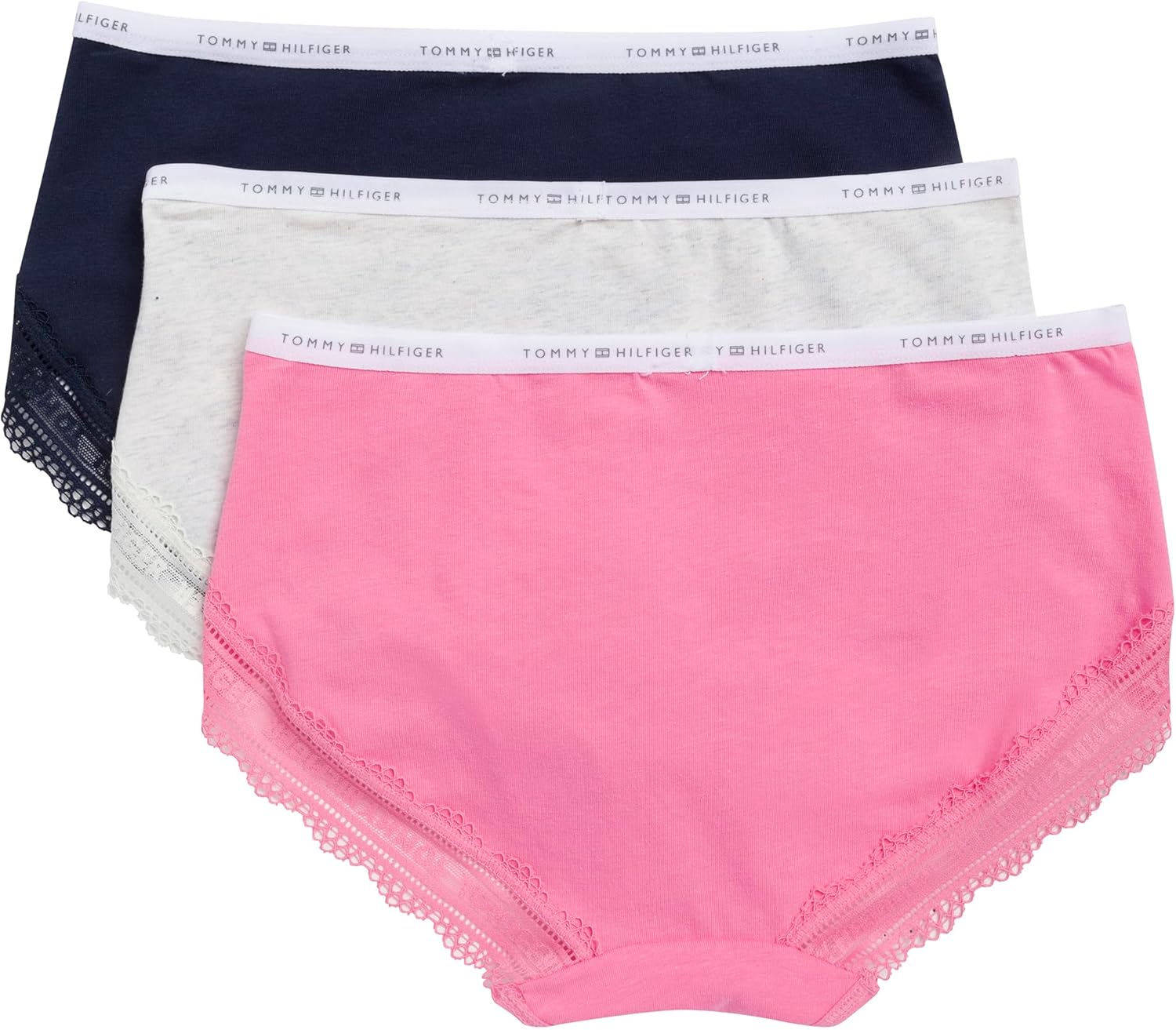 Tommy Hilfiger womens Cotton Logo Waistband Lace Trim Hipster 3-pack - Image 5