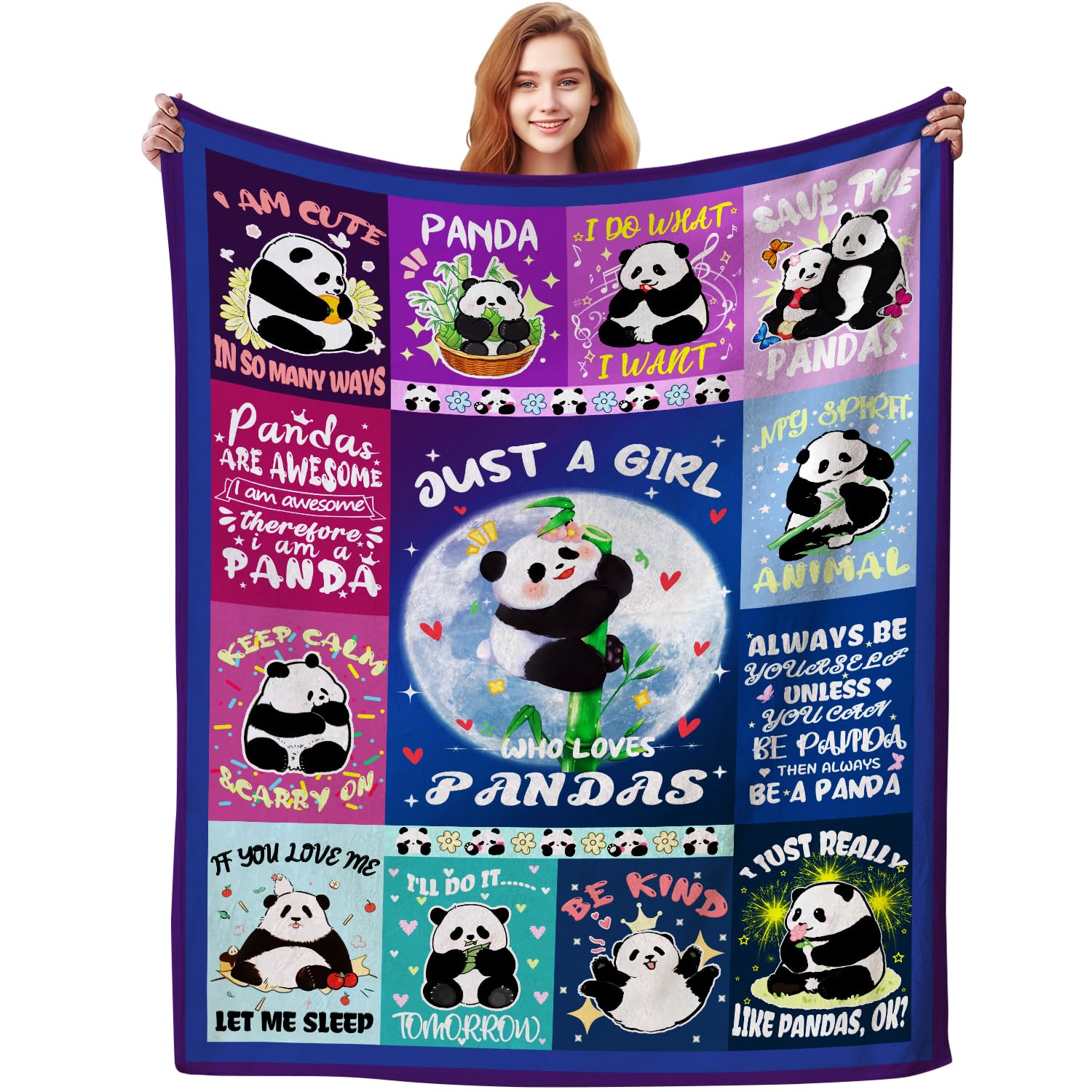 Panda Blanket Gifts for Kids Girls Women,Panda Stuff Pandas Throw Blankets,Panda Gifts for Panda Lovers Adults 60"x50" INCH