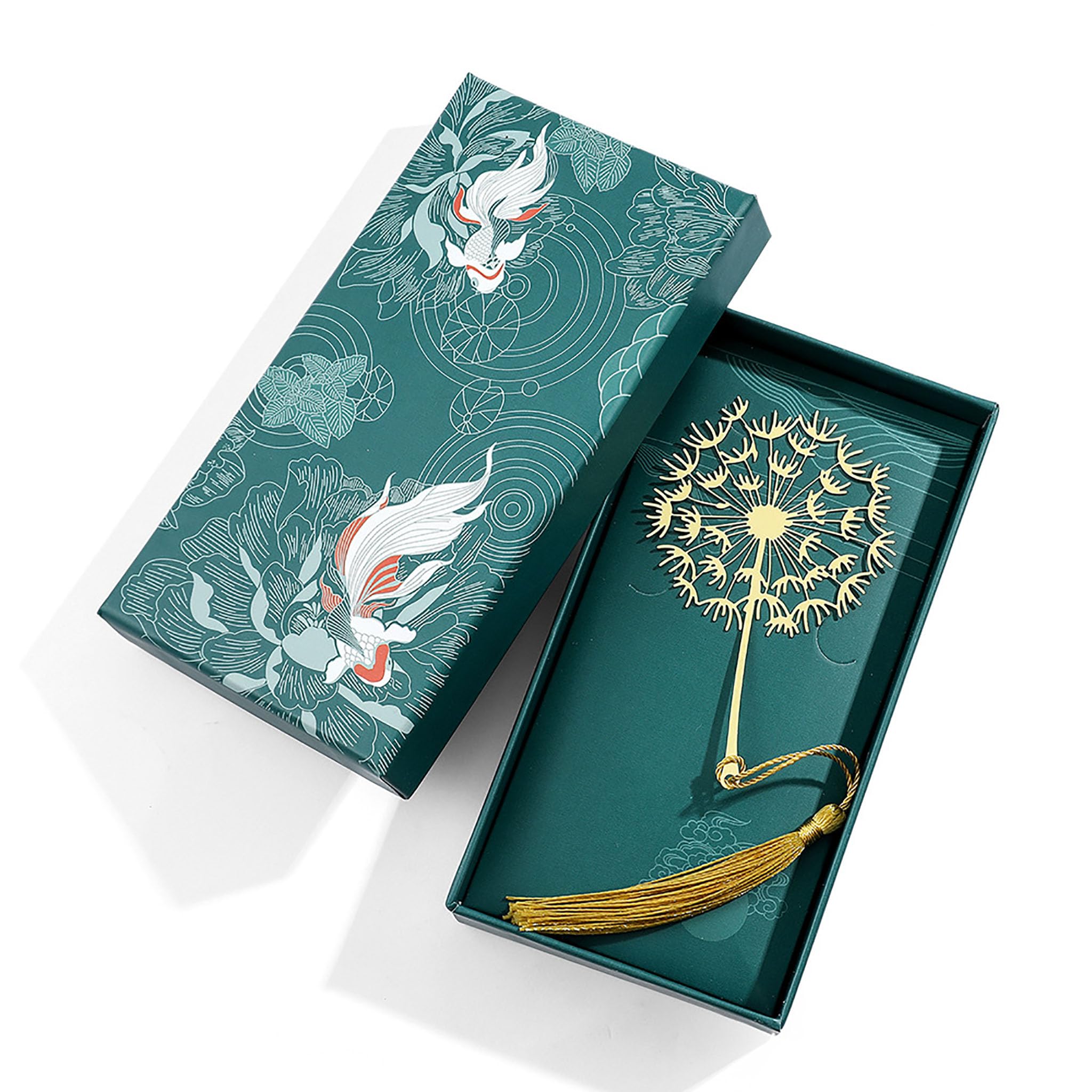 YBhuoo Elegant Metal Bookmark with Tassel & Gift Box, Funny Book Accessory Bookmark Present for Women, Men, Readers – for Her, Mum, Wife, Teacher, Book Lovers (Gold Dandelion)