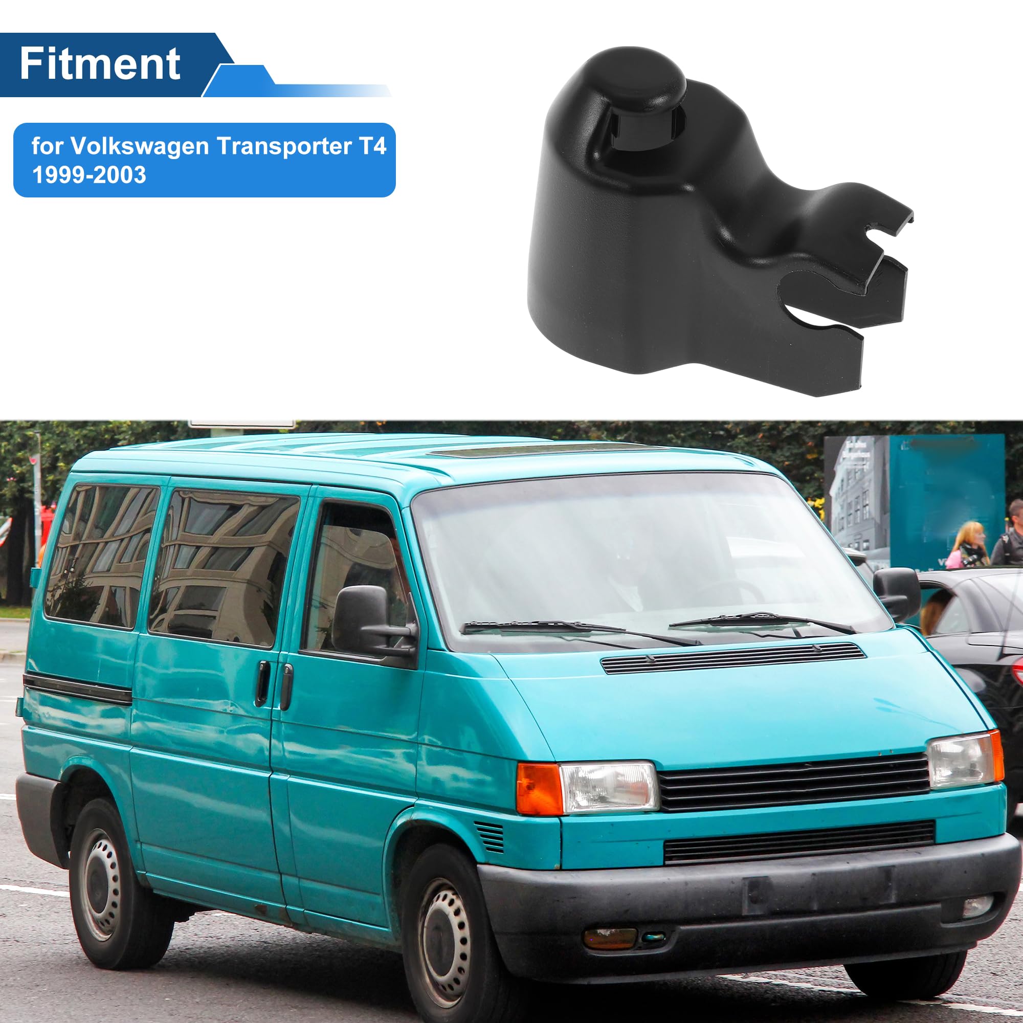 A ABSOPRO Tapa De Tuerca Del Brazo Del Limpiaparabrisas Trasero Para Volkswagen Transporter T4 1999-2003 Tapa Del Brazo Del Limpiaparabrisas No.3A0955435 Plástico PBT Negro 1 Pc