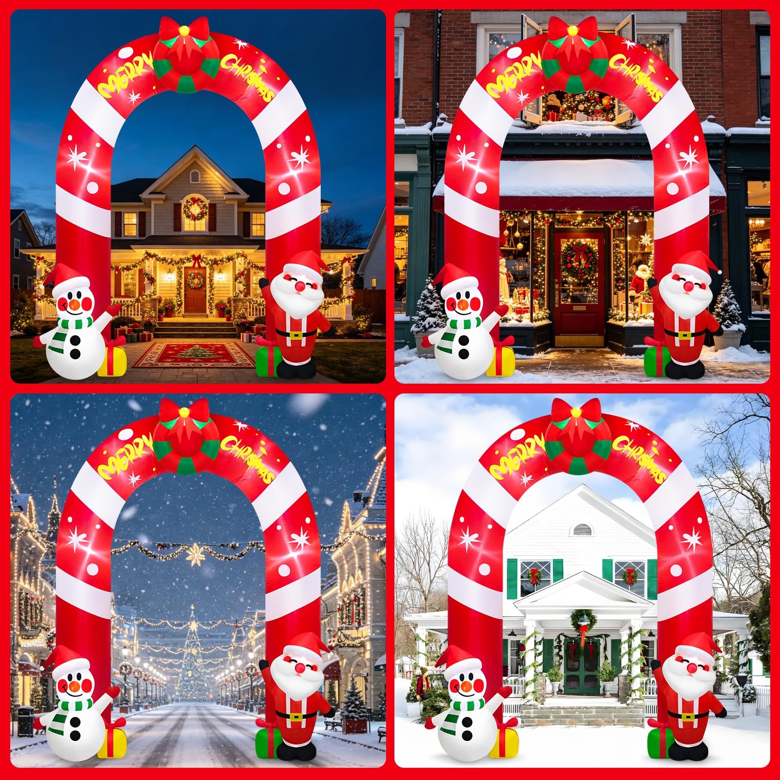Danxilu Arco Hinchable Navidad Exterior 3m con Papa Noel y Pupazzo di Neve