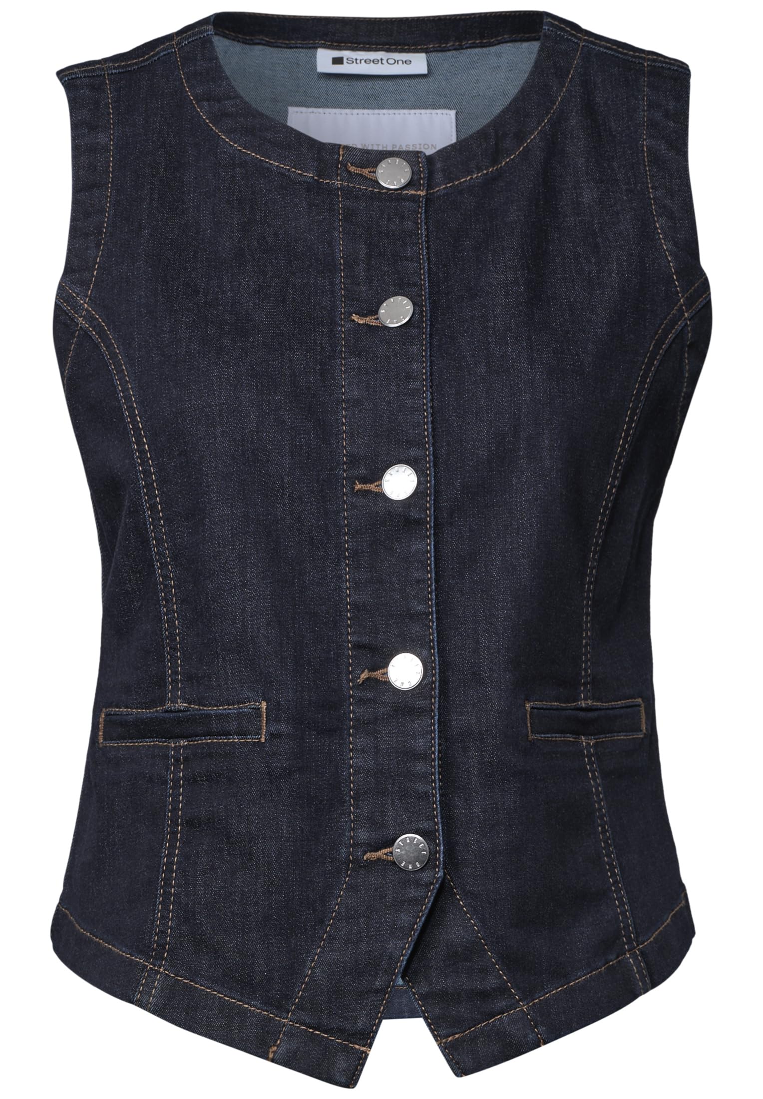 Street One Damen 2200653 Denim Weste mit Rundhals und Knöpfen (1er Pack)