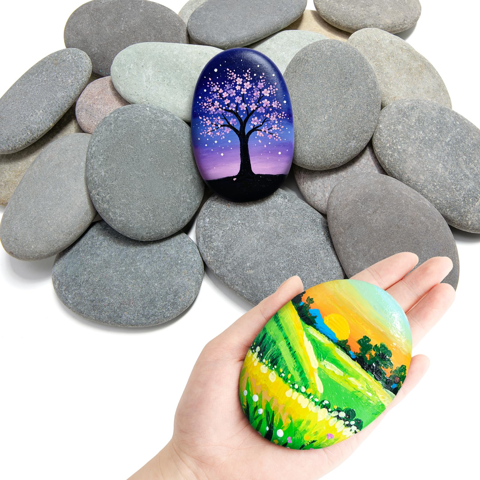 Rocas para pintar lisas de 3.3 a 4.5": 30 piedras de río planas para manualidades y arte