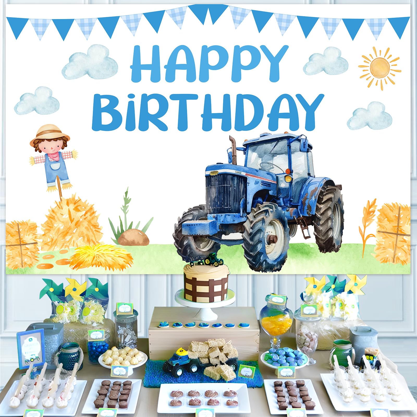Sfondo Per Compleanno Trattore 2,1x1,5 M – Tema Fattoria Per Bambino – Decorazione Per Festa 1° Compleanno – Panno In Vinile Ad Alta Risoluzione - 5