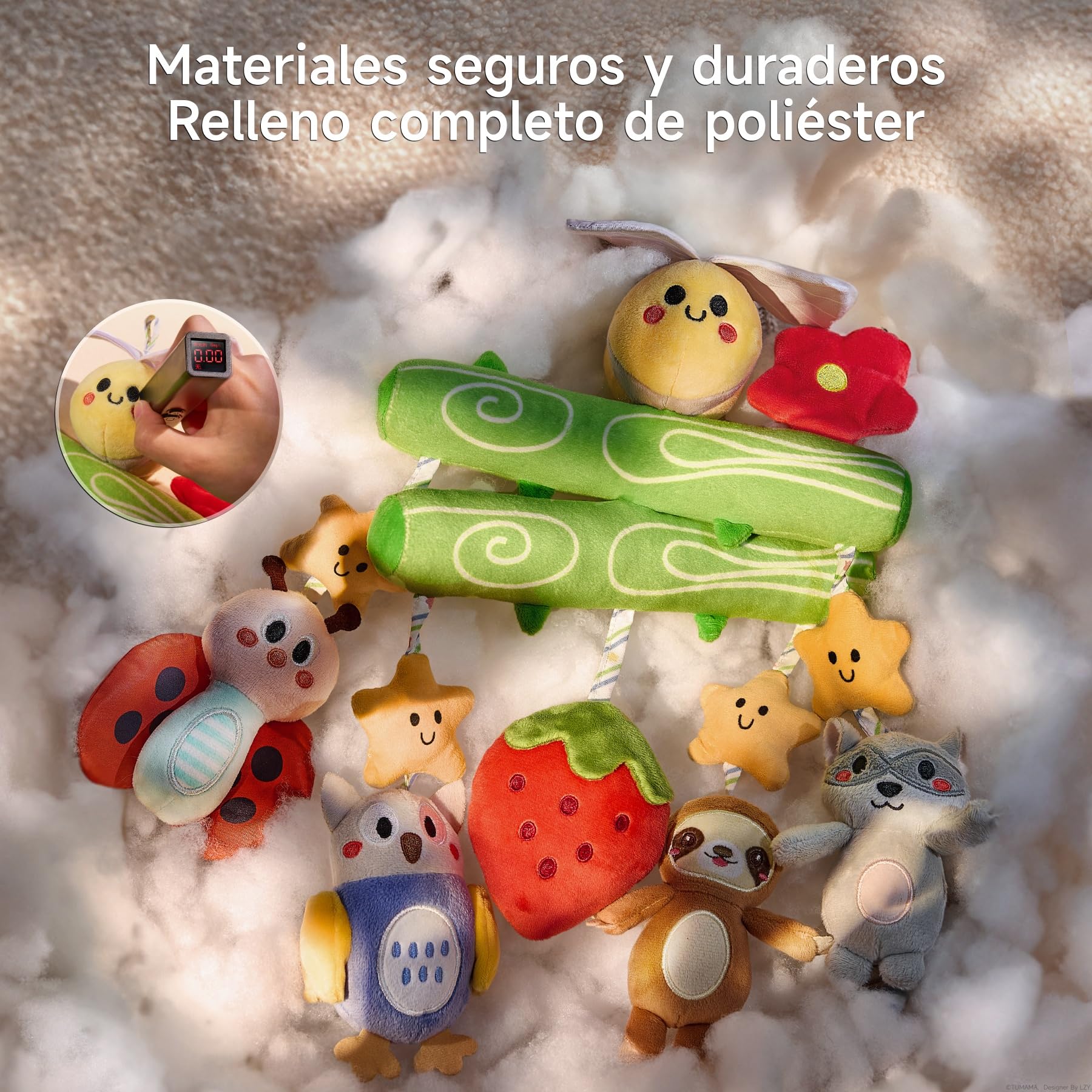 TUMAMA KIDS Juguetes para Bebé 0 3 6 Meses, Sonajeros bebe Peluches Abeja con Chirrido, Crujido, Juguete Sensorial Recien Nacido Regalo para Bebe Coche Cochecito Cuna Juguete Colgante