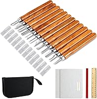AUGSUN 20PCS Wood Carving Knife Set - Carbon Steel Blades, Ergonomic Handles for Beginners, Experts & Halloween Pumpkin Carving