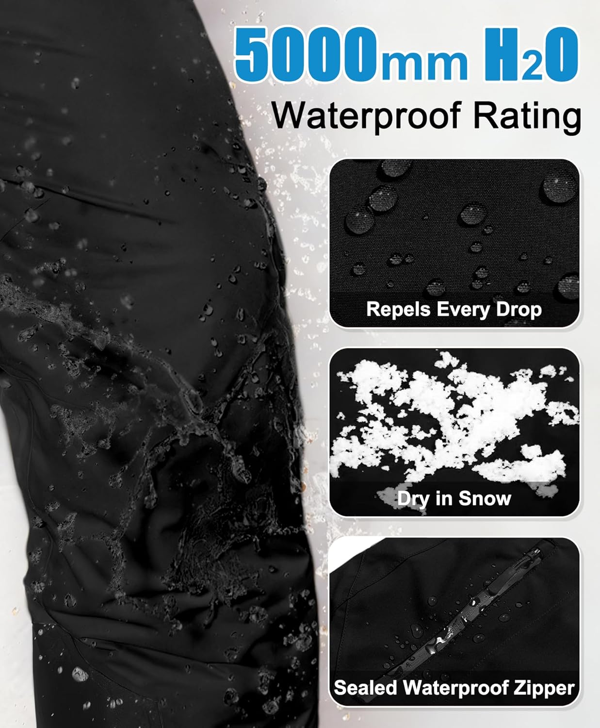 Mapamyumco Mens Snow Bibs Waterproof Stretch Ski Pants Insulated Snowboard Pant with Detachable Suspenders for Outdoor Hiking
