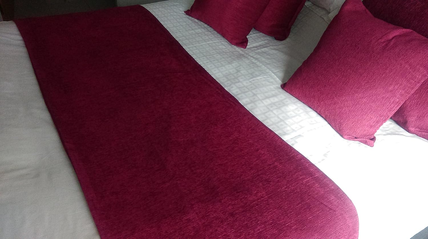 Ultimate Sleep by AWL BURGUNDY CLARET PLAIN CHENILLE HOTEL STYLE BED