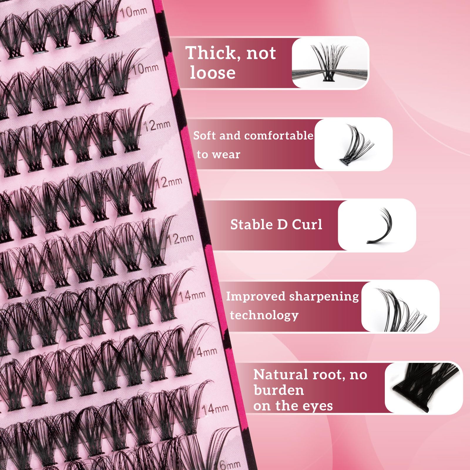 AIWEITA Individual Cluster Lashes Extensions 200Pcs 40D Eyelashes DIY Multiple Shapes Eyelash Wispy Lash Customize Look at Home for Beginners 0.07D Curl 8-16mm - Image 2
