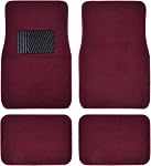 BDK MT-100-BD Burgundy Red Carpeted 4 Piece Car SUV Floor Mats with Vinyl Heel Pad Car Vehicle Universal Fit