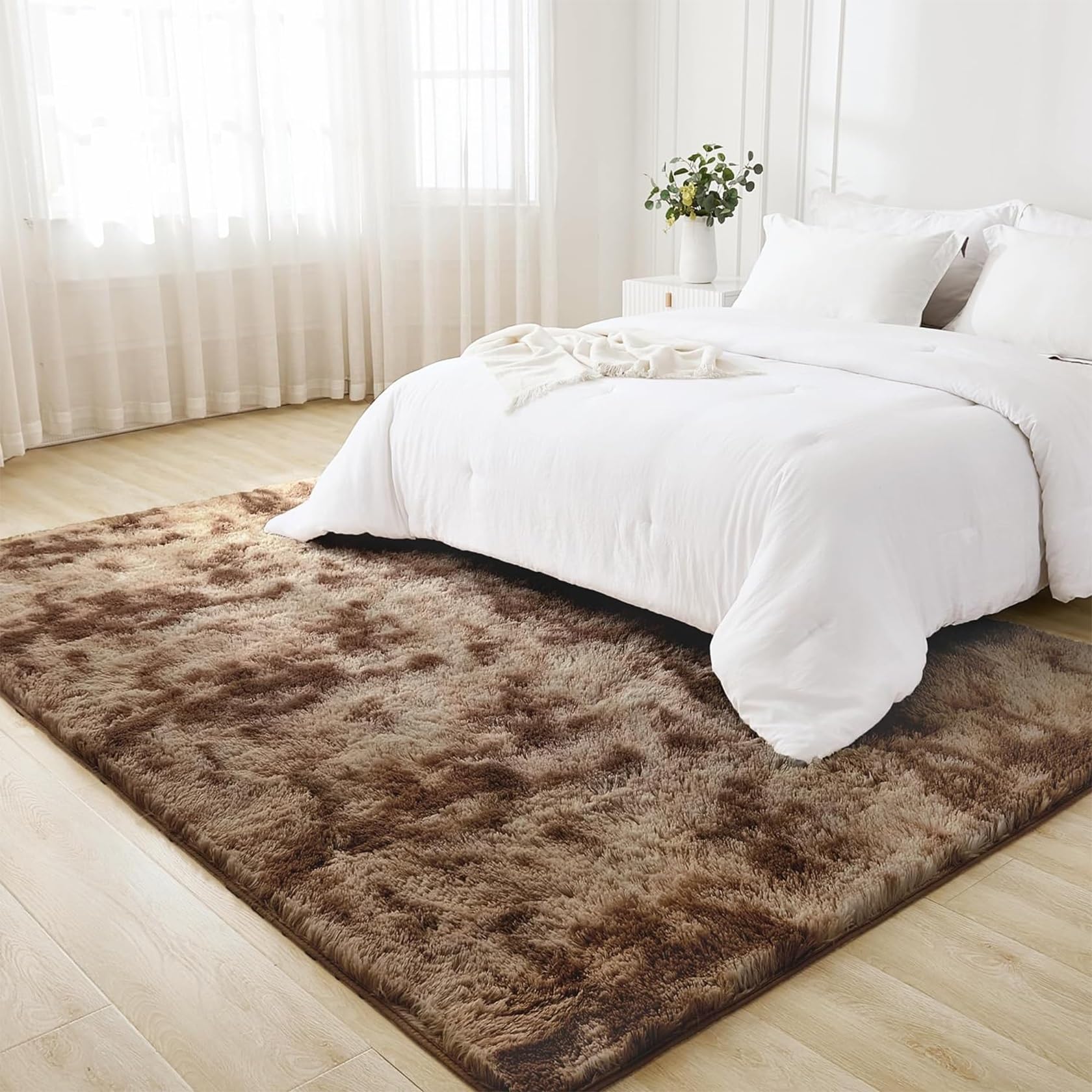Duży Dywan Do Sypialni Super Miękki Puszysty 190 x 90 cm Dywan Nie Gubi Włosia Łatwy Dywaniki Do Salonu, Sypialni,Włochate Dywaniki Różne Rozmiary Do Sypialni, Kolor ciemnoszary