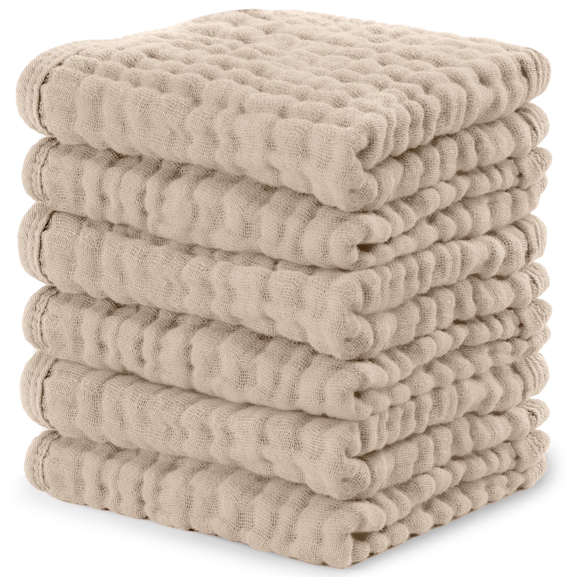 Comfy Cubs Muslin Burp Cloths 50 x 25 cm, Pack of 10 - Large 6-Layer Ultra-Absorbent 100% Cotton for Babies Drool & Messes - Safe & Gentle Baby Burp Cloth Set for Boys & Girls - White — view 20