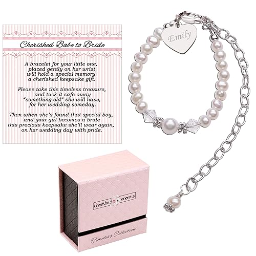 Pulsera de plata de ley con perlas cultivadas, regalo para recién nacida, bautismo o bautizo, 7 pulg., Plata Esterlina Cristal, Circonita cúbica