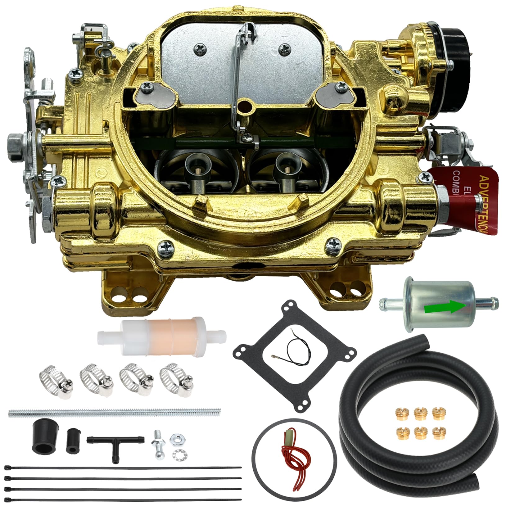 Trucktok 1410 4 Barrel Performer Series Marine Replacement for 750 CFM Square Bore Air Valve Secondary Electric Choke New Carburetor (Golden)