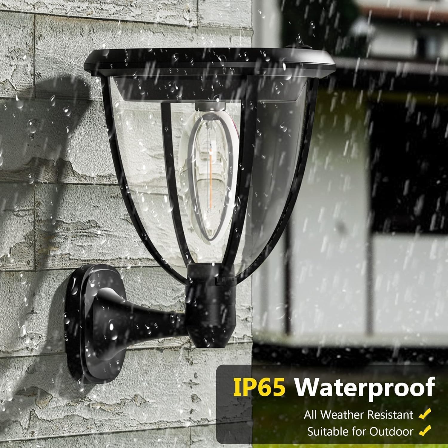 HomaVida Luci Solari Esterno, Lampade Solari a Led da Esterno con 2 Modalità, IP65 Luce Solare LED Esterno, Illuminazione Solare da Parete per Cortile, Recinzione, Corridoio, Balcone (2 pezzi)