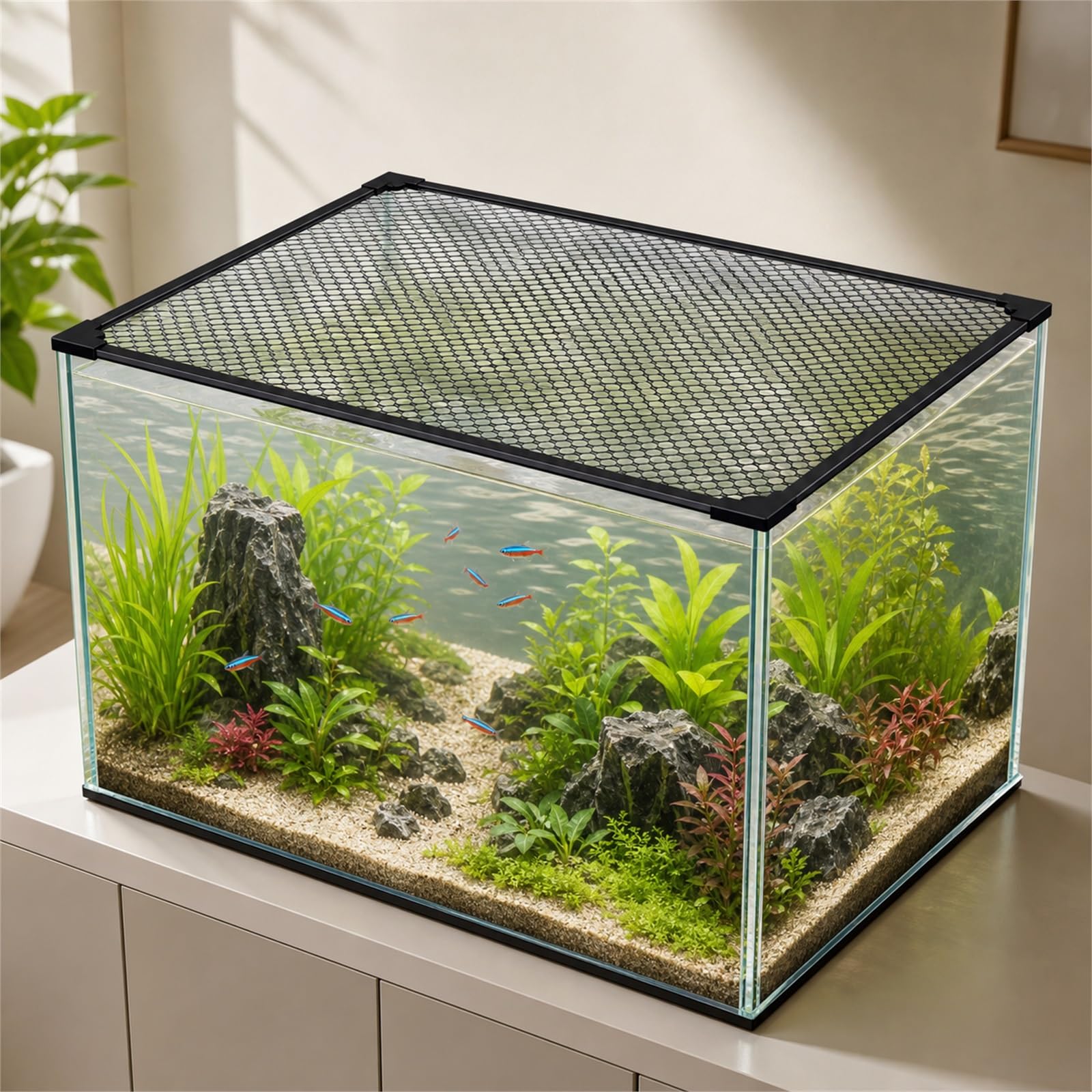 Tapas De Acuario,Cubierta magnética para pecera,Cubierta De Pantalla para Acuario,Evita Escapes De Mascotas,Corte A Medida DIY,para El Hogar,Oficina,Vestíbulo,Viajes,Tienda De Mascotas
