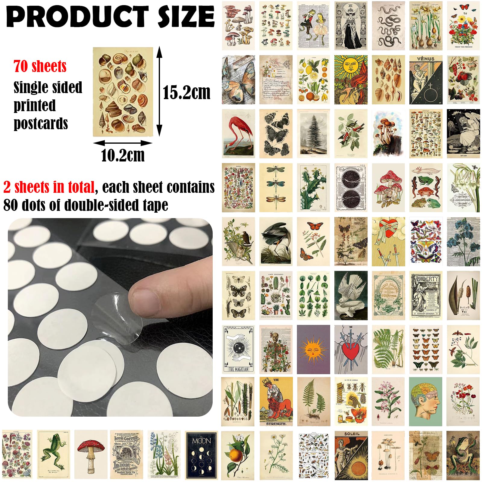 Kit Collage Da Parete Botanico - 50 Poster Vintage 10x15 Cm, Per Decorazione Camera - Foto 3