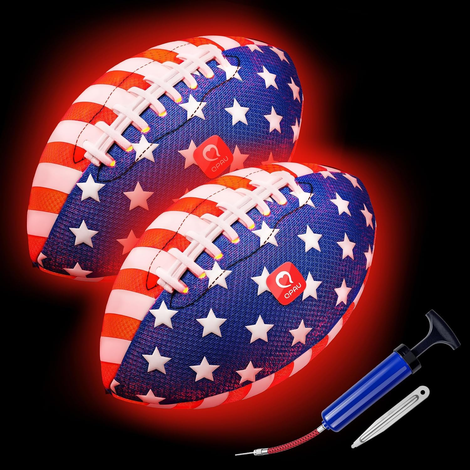 QPAU Glow in the Dark Football, Strong Grip Light Up Football for Kids 6-12