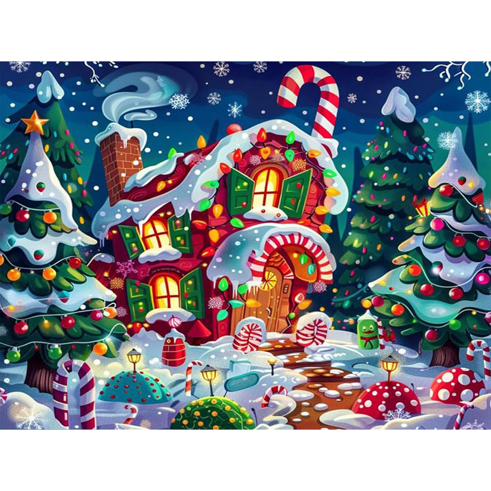 xackcme Christmas Candy House Paint by Numbers for Adults-Winter Snowy Landscape Paint by Number on Canvas Without Frame,DIY Xmas Scenery Oil Painting for Gift Home Wall Decor(16x20inch)