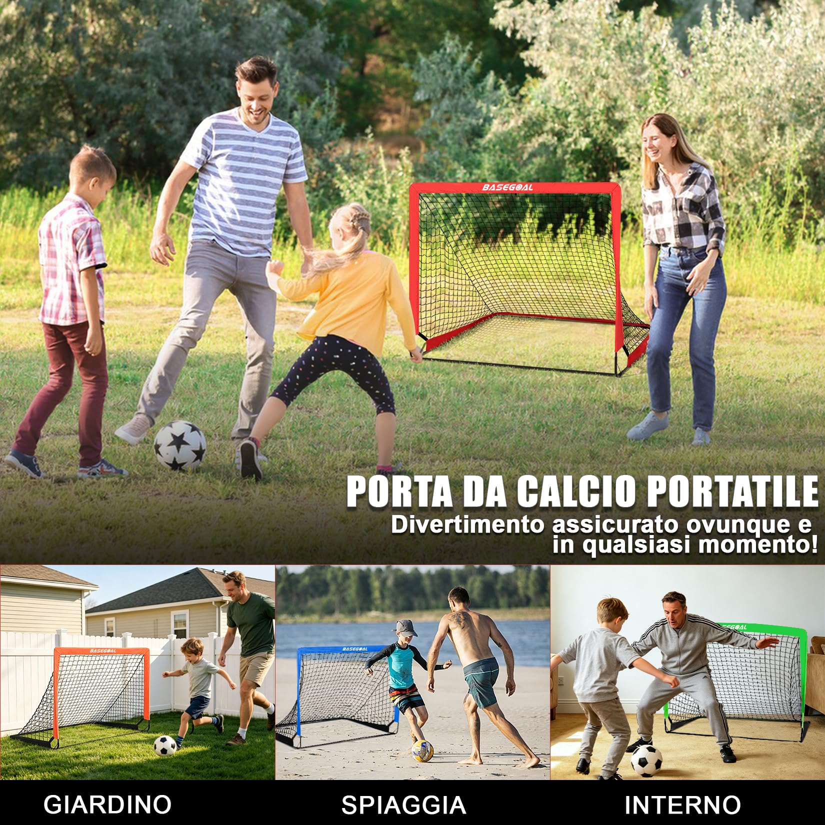 Porta da Calcio Pieghevole 120x90 cm per Bambini, Porte da Giardino con Borsa