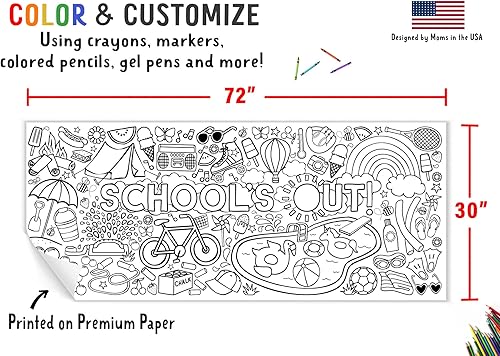 Vista 16 de Tiny Expressions - Mapa gigante para colorear de Estados Unidos para niños, enrollado, sin arrugas, 72 x 30 pulgadas, grande - Póster para colorear
