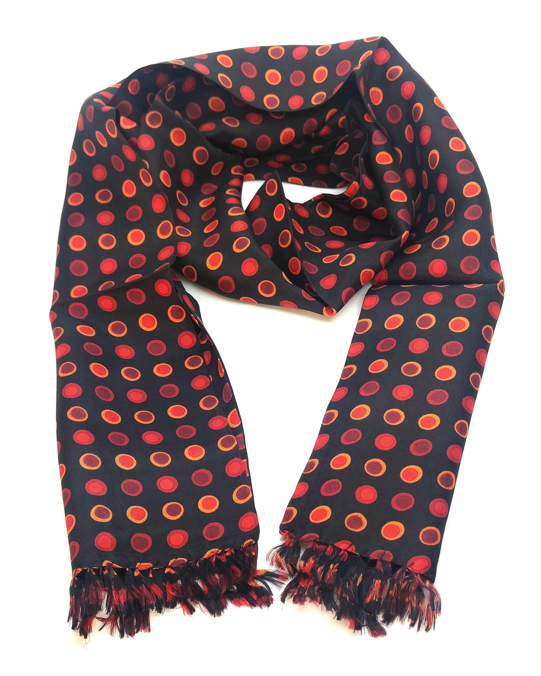 Cavalier Polka Print Pure Silk Scarf for Men Lightweight Soft Luxury Neck Wrap for Formal Business Casual-image-0