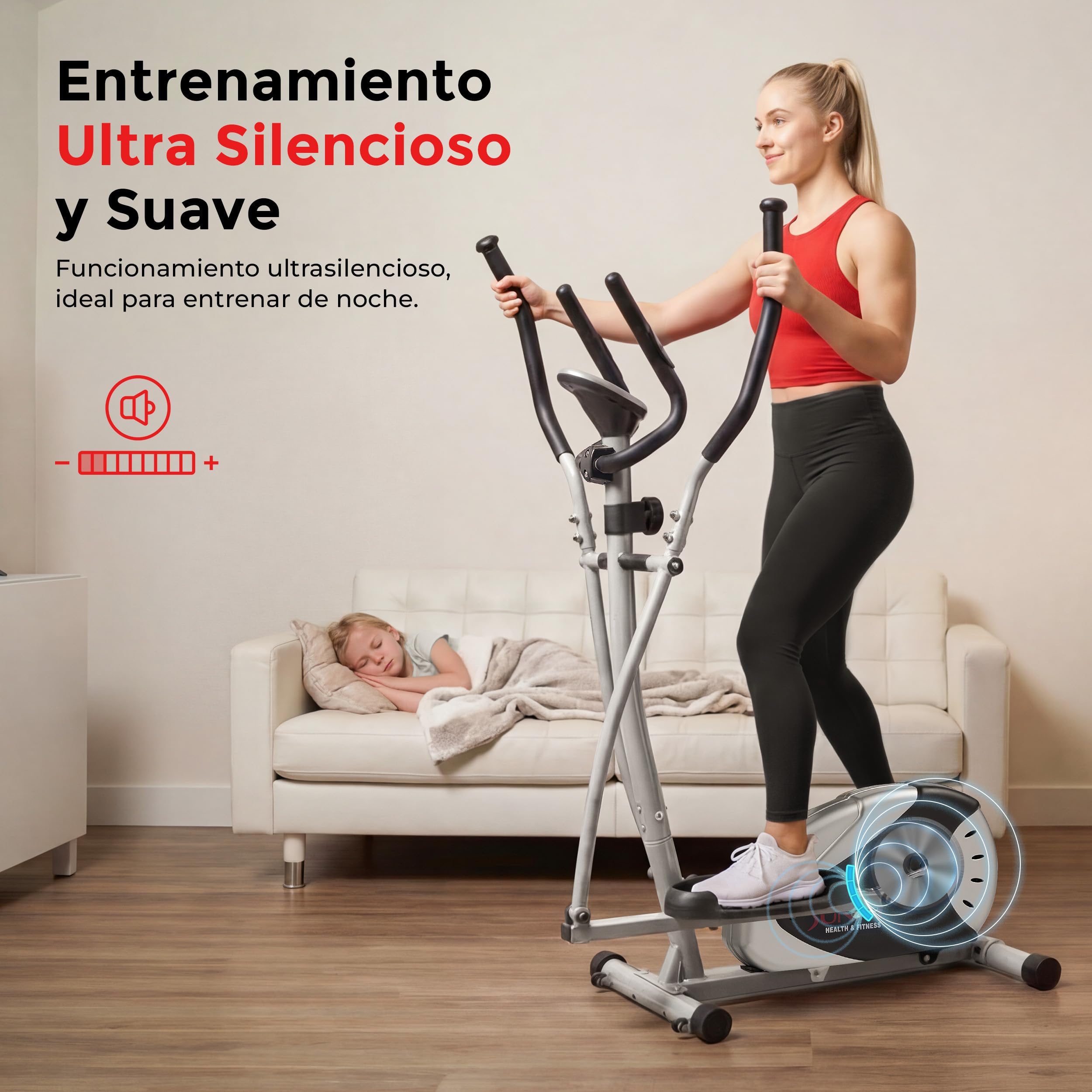 Sunny Health & Fitness Smart Elíptica para Entreno de Brazos y Piernas