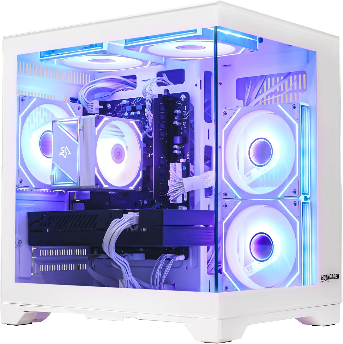 Gaming PC Desktop, AMD Ryzen 5 5600 6-Core 12 Threads, RX 6600M 8GB, 16GB RAM, 1TB SSD, Software-Controlled ARGB Lighting, Windows 11, 1080P Gaming Computer, White