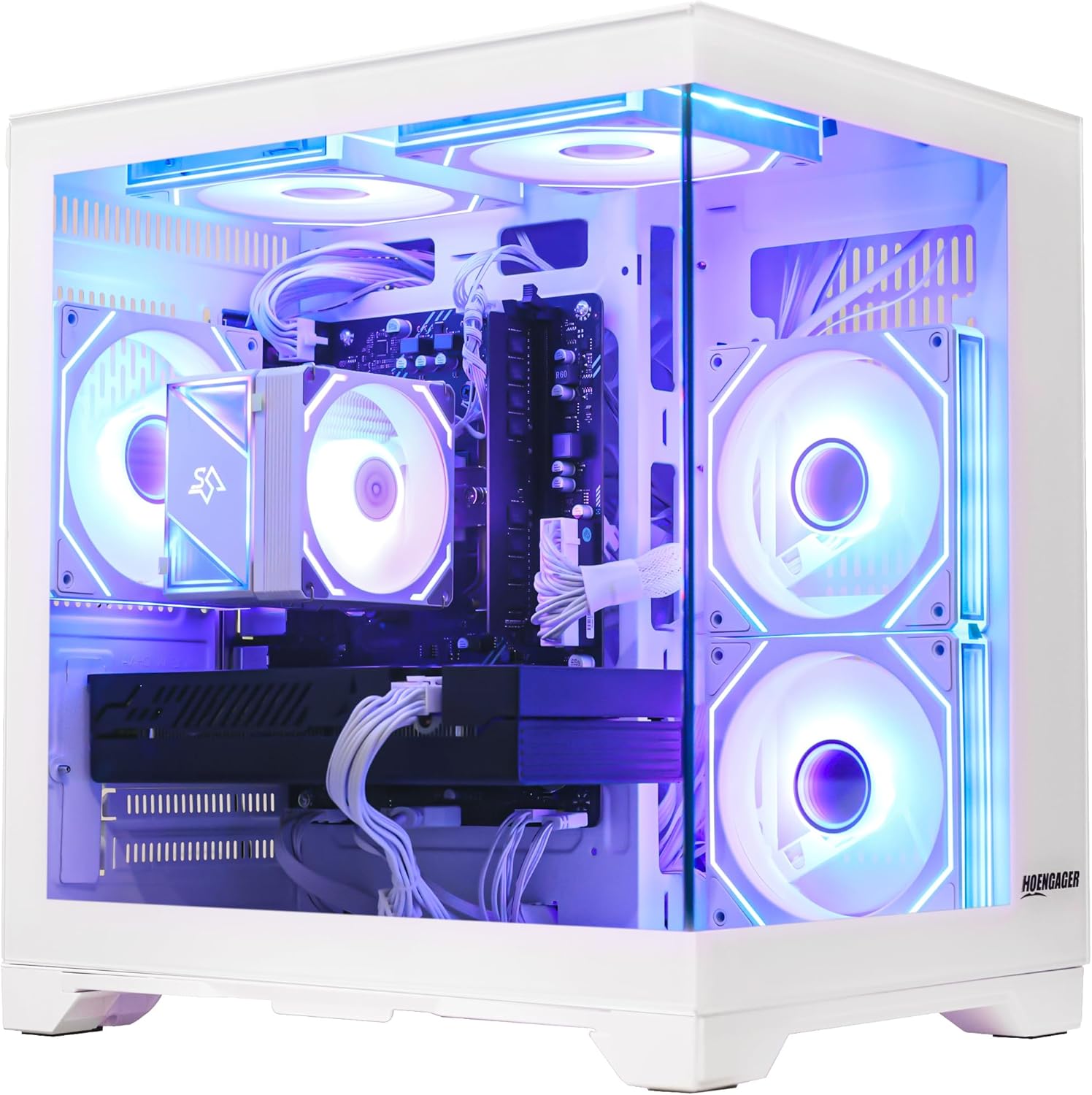 Gaming PC Desktop, AMD Ryzen 5 5600 6-Core 12 Threads, RX 6600M 8GB, 16GB RAM, 1TB SSD, Software-Controlled ARGB Lighting, Windows 11, 1080P Gaming Computer, White