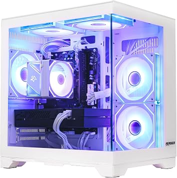 Gaming PC Desktop, AMD Ryzen 5 5600, RX 6600M 8GB, 16GB RAM, 1TB+1TB SATA SSD, Software-Controlled Lighting, Windows 11, 1080P Gaming Computer, White