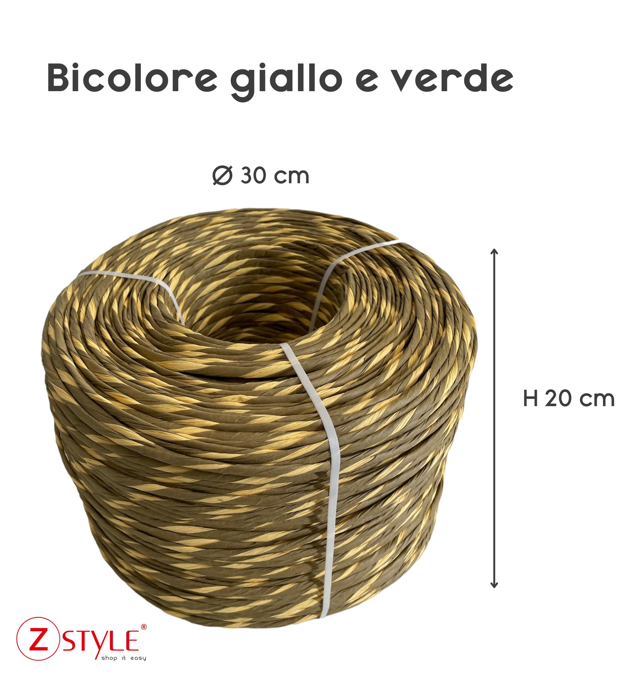 ZStyle Lina papierowa - Rolka - papierowa lina do pchania krzeseł - skręcona trawa - naturalna - sznurek - sznurek do majsterkowania (wielokolorowy żółty i zielony)