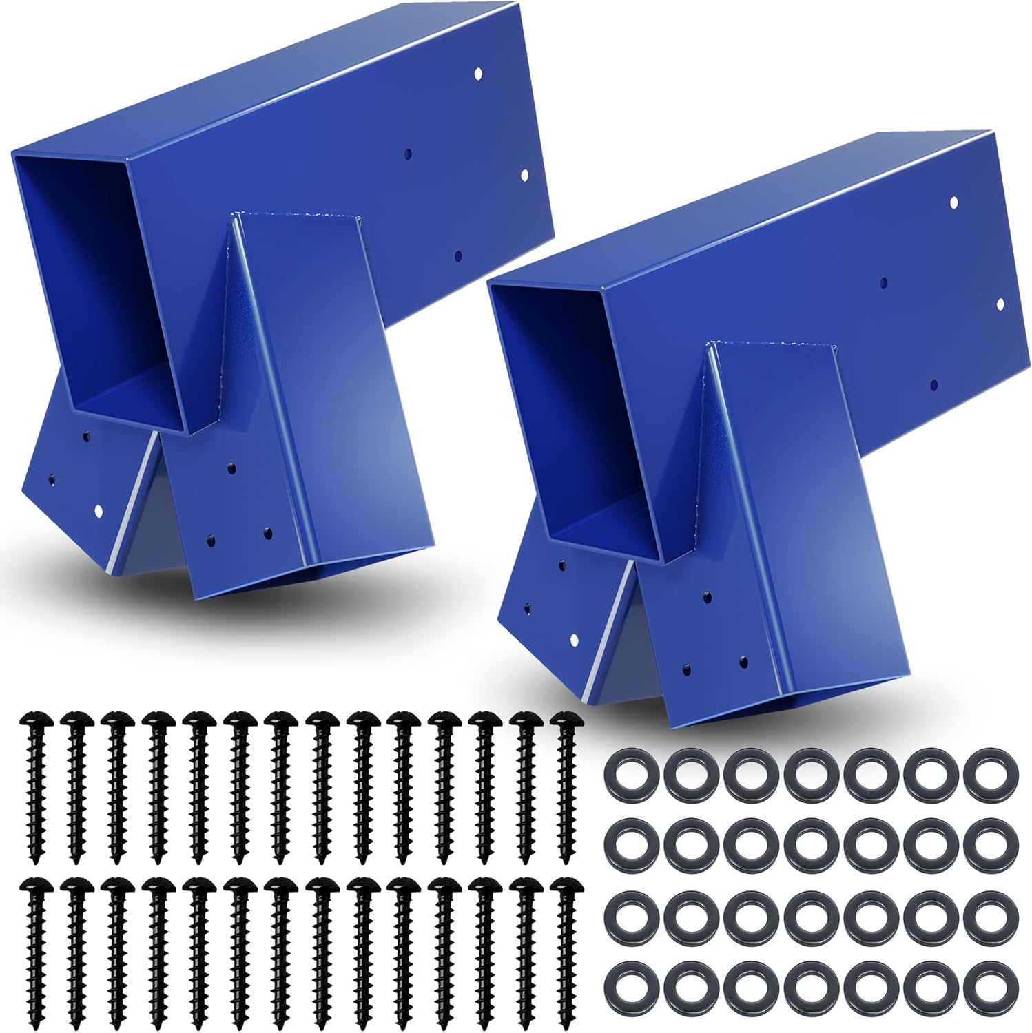 Swing Sets Brackets - 2 A-Frame Swingset Brackets Heavy Duty with All Mounting Hardware, Simple Install - DIY Swing Set Parts (Blue)