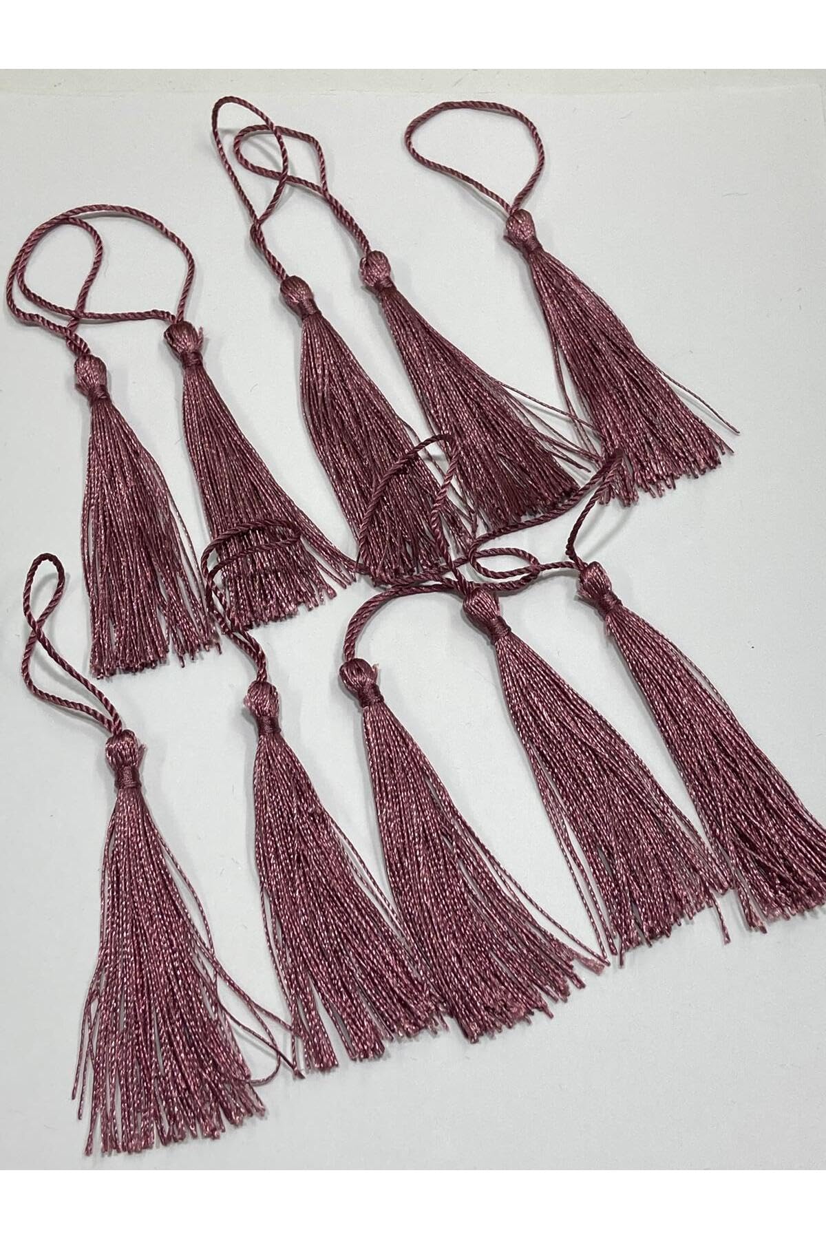 karan tuhafiye Floş Püskül / 7 cm İnce Püskül / 10 lu set, Gül kurusu