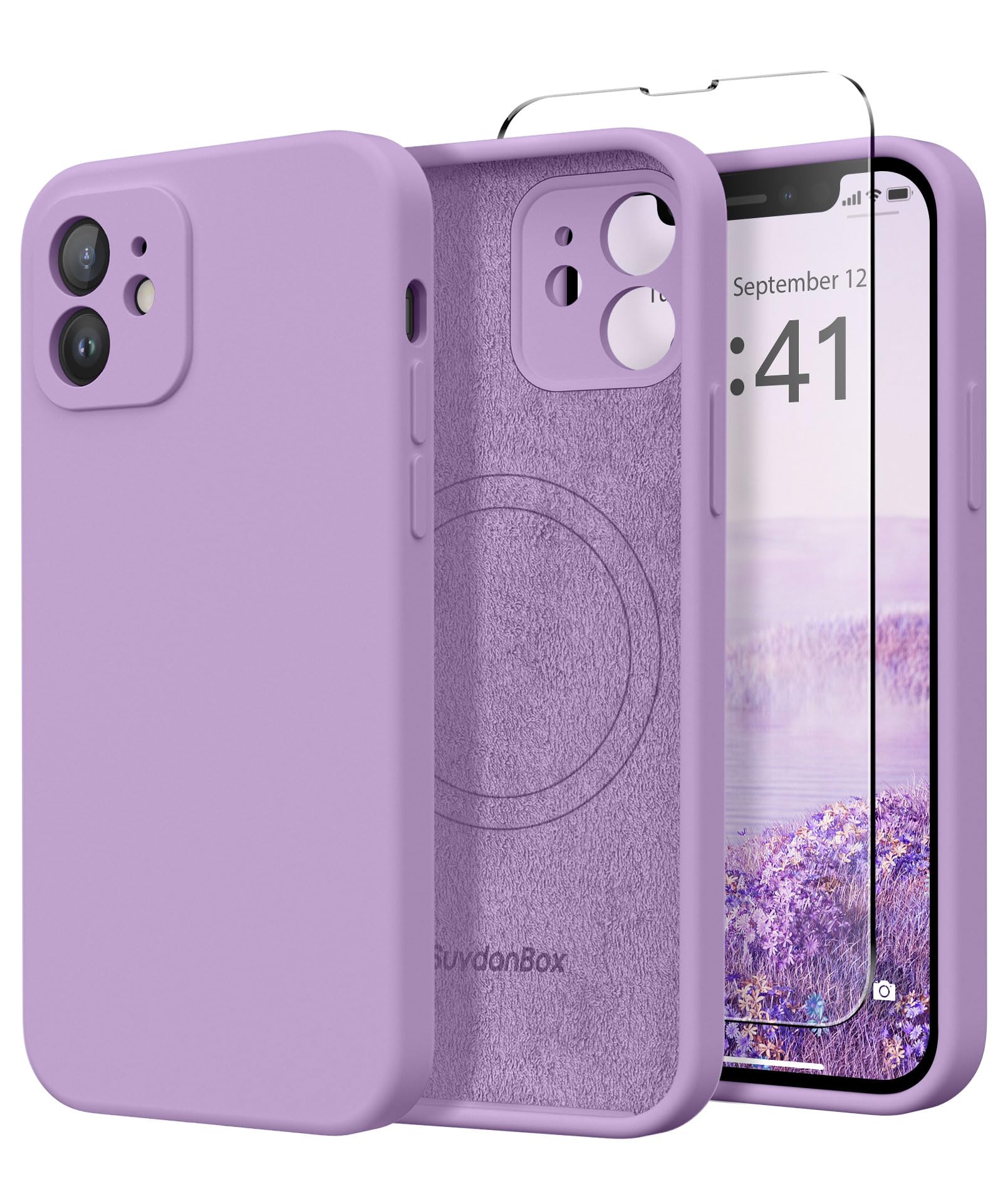 Magnetic for iPhone 12 Case Silicone Light Purple