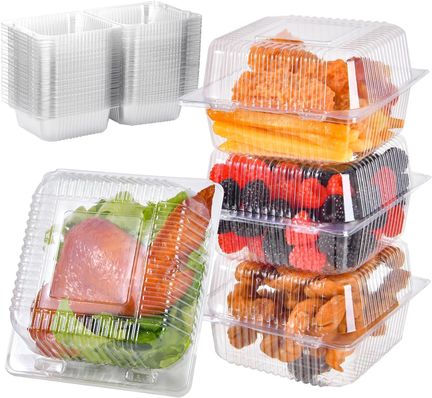 Essential Goods 35PCS Cake Boxes, Individual Cake Boxes for Cake Portions, 5.5 Inch Clear Cake Boxes for Dessert, Cake Slice, Salad, Muffin, Cheese