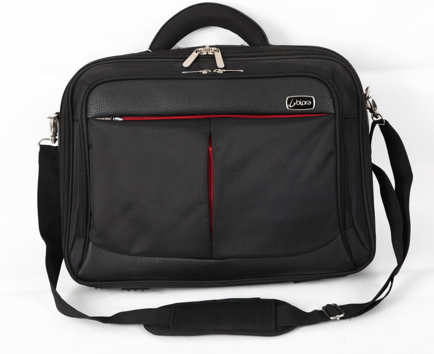 BIPRA Laptop Messenger Bag (15.6 Inch) Executive, Slim, Designer Shoulder Carry Tote | Computer, Tablet, Notebook, Mobile Storage | Padded, Adjustable Strap | Black