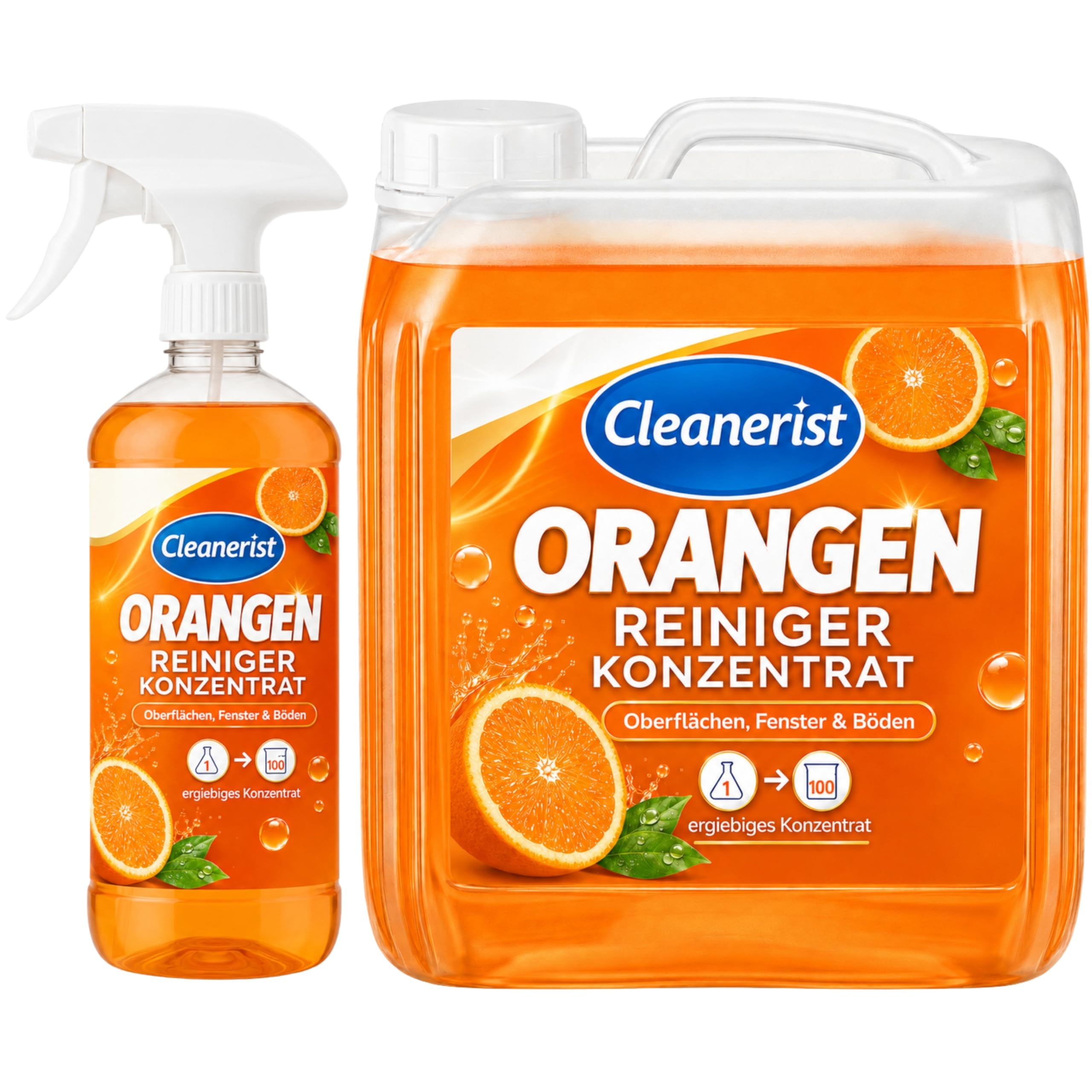 Die Seifenblase® 6L Orangenreiniger Konzentrat [1:100] - ergibt 600L Universalreiniger mit Orangenduft - Allzweckreiniger ähnl. zu Orangenöl für Oberflächen, Küche, Bäder, Boden, Glas & Fenster