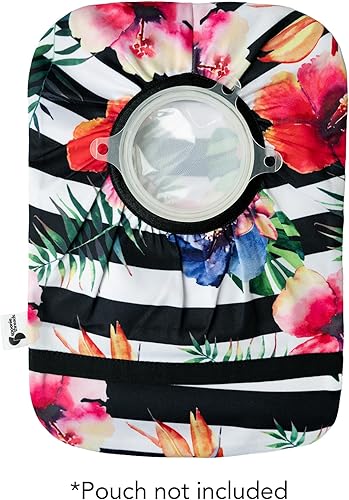 Miniatura 3 de Spoonie Threads Funda elástica para bolsa de ostomía  Bolsas ajustables de ileostomía de estoma de colostomía  Varios colores y tamaños, floral raya