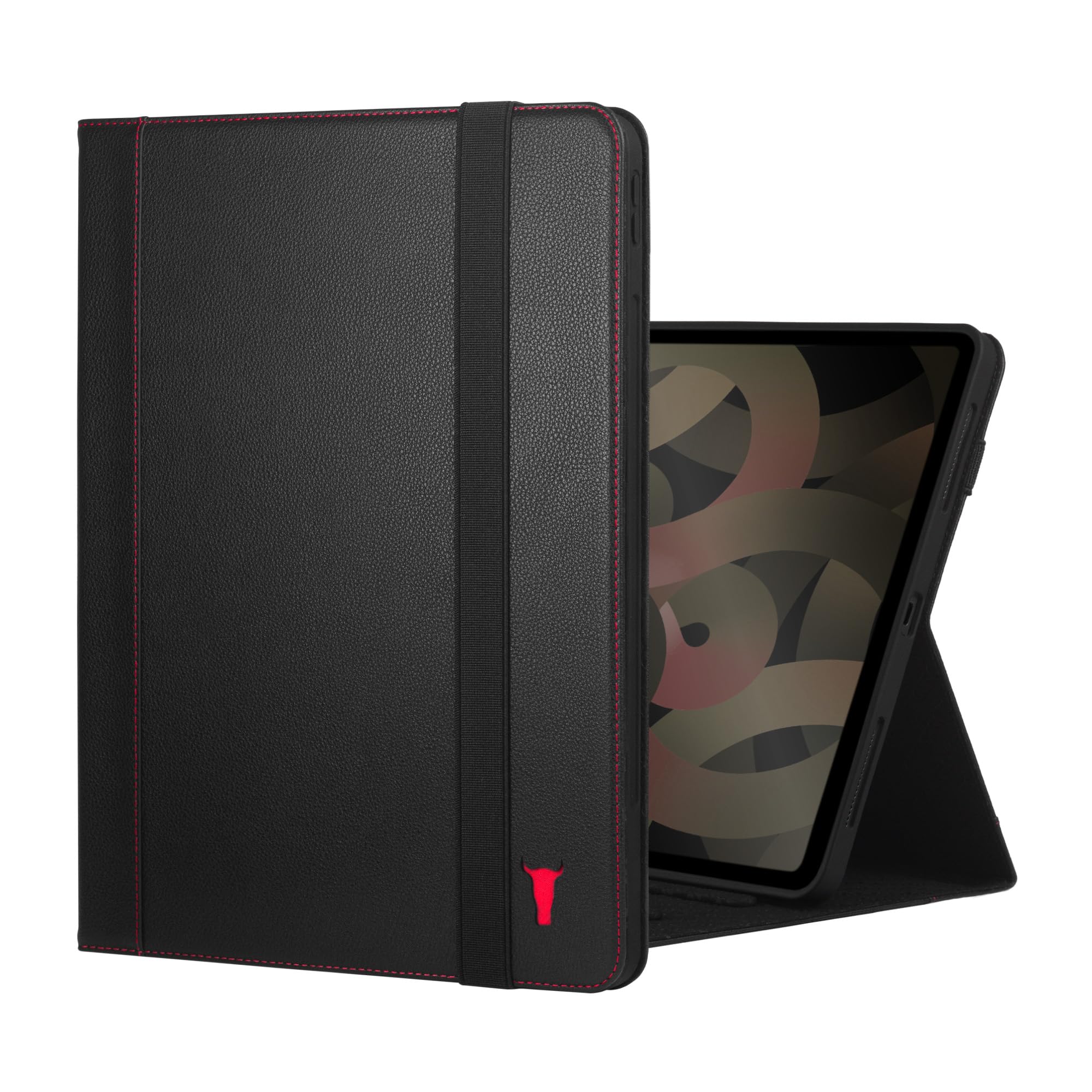 TORRO Case Compatible with iPad Air 13” – Premium Leather iPad Air 13” M2 2024 Cover with Stand Function, Apple Pencil Connectivity and Wake Sleep Function (Black with Red Detail)